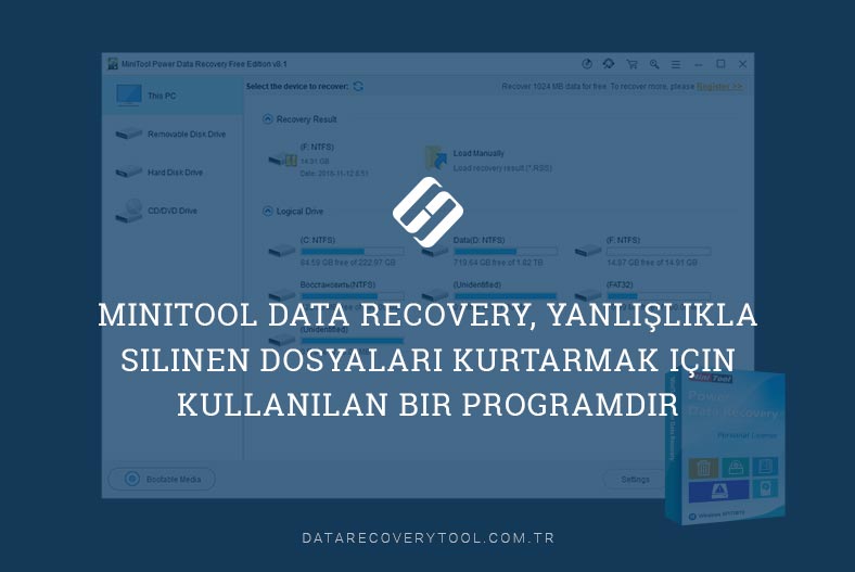 MiniTool Data Recovery, yanlışlıkla silinen dosyaları kurtarmak için kullanılan bir programdır