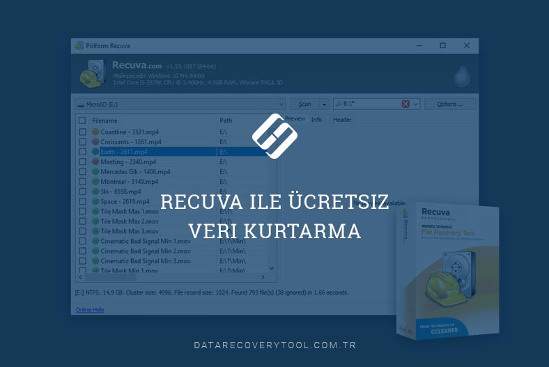 Recuva ile ücretsiz veri kurtarma