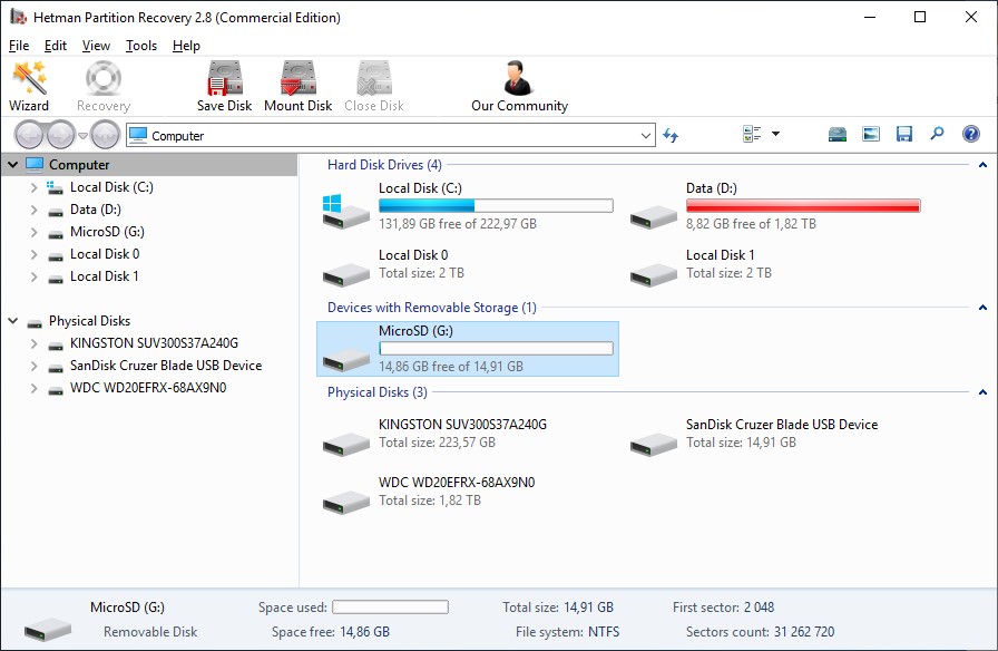 Hetman Partition Recovery'yi kullanarak hafıza kartından veri kurtarma